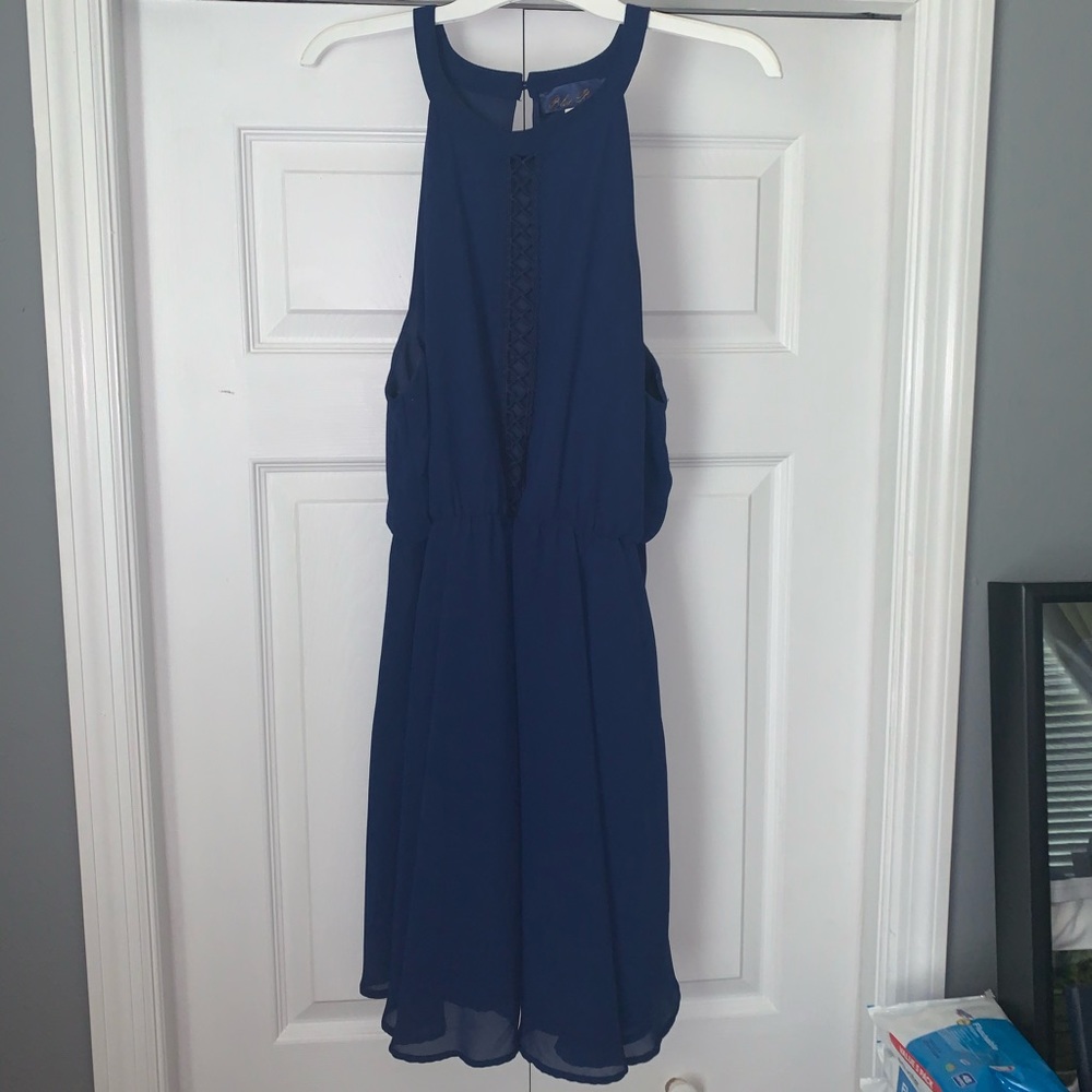 Navy High Neck Dress